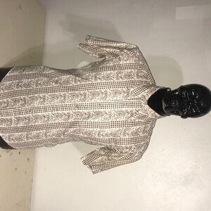 Men's Beige Patterned Shirt Jacket